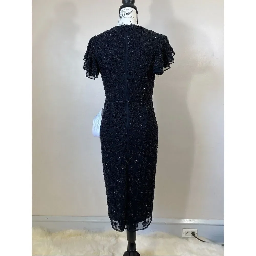 Mac Duggal Floral Beaded Sheath Dress size 2
